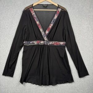 Lane Bryant Top Womens 18/20 Black Sheer Mesh Babydoll Y2K Fairy Whimsigoth Plus